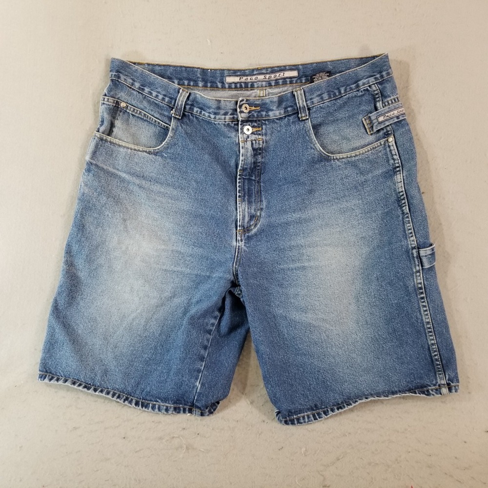 Paco Sport denim carpenter shorts men's 44x11 blue  hip hop Urban Vintage 90's